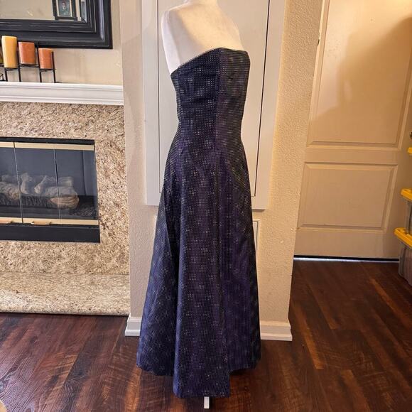 Vintage McClintock 90s Prom Dress Ball Gown Blue Y2K Goth Corset Princess Sz 16 - Picture 5 of 13